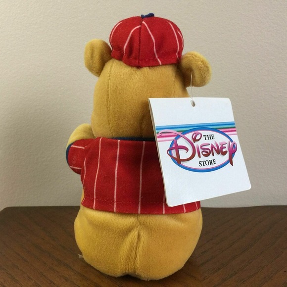 Disney Store Winnie the Pooh Bear Baseball Mini Bean Bag Stuffed Plush Toy 8" - Picture 3 of 10